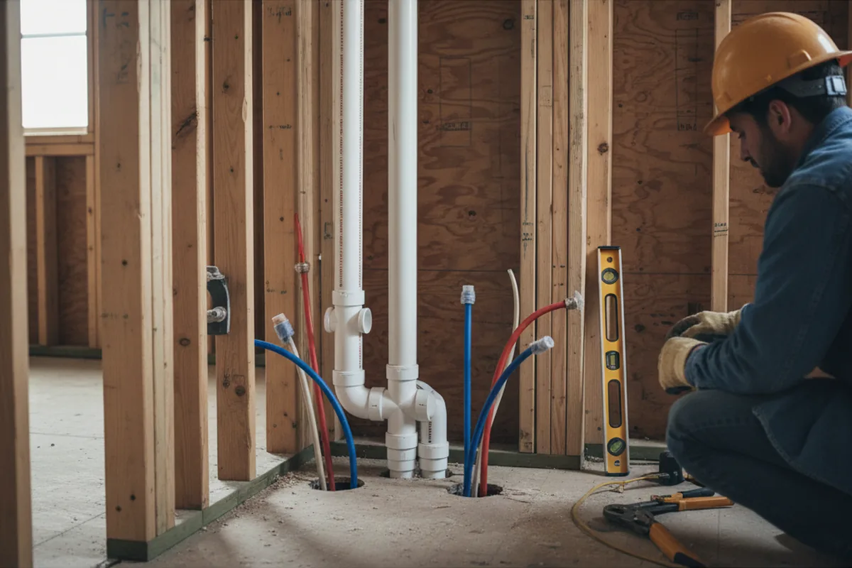Drain and supply rough-in during Drain Cleaning in Leesville